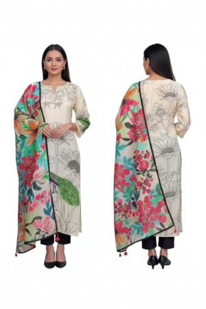 Women’s Floral Regular Kurti with Trousers & Dupatta – Classic Elegance for Every Occasion