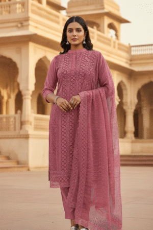 Women Embroidery with Coding Work Semi-Stitched Sharara with Dupatta Set – A Royal Blend of Elegance & Tradition