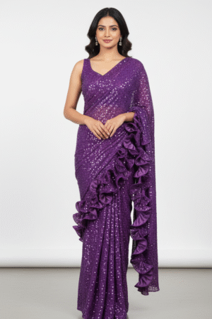 Purple Saree With Baahar-E-Siah Blouse – A Regal Statement of Grace