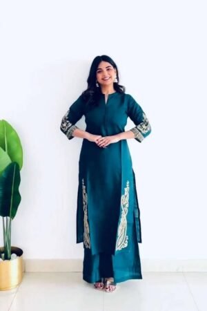 Designer Heavy Roman Silk Top Plazzo Suit Set