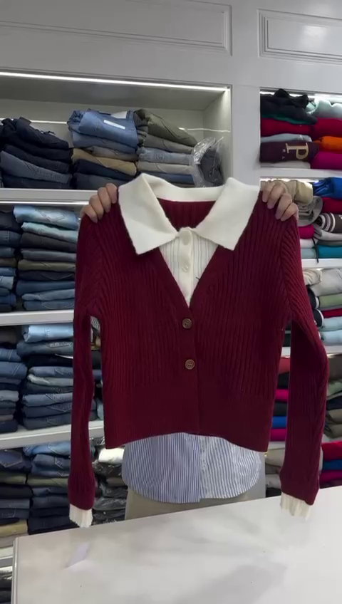 Long Sleeve Sweaters V Neck With Cable Knitted Pullover Casual Soft Top - Image 3