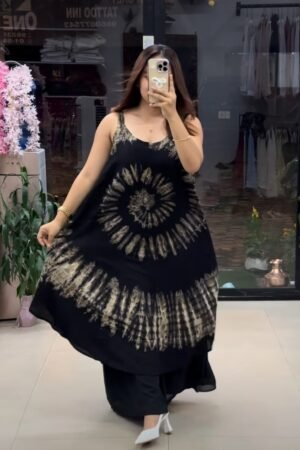 Kurta with Palazo Set Ethnic Co-ord Set in Black & Earthy Tones