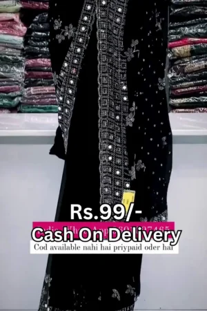 Midnight Noir Shimmer Saree with Mirror Work – Designer Black Party Wear Saree with Sequin & Silver Border