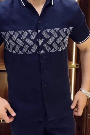 Men Spread Collar Solid Linen Slim Fit Casual Shirt