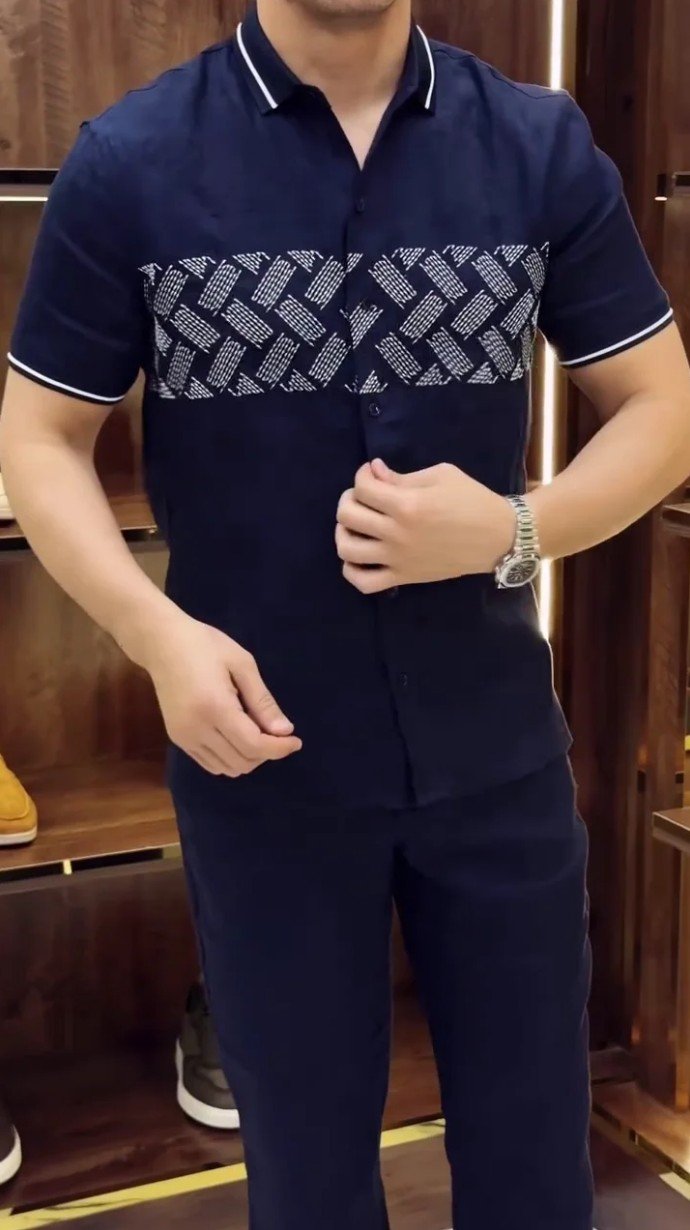 Men Spread Collar Solid Linen Slim Fit Casual Shirt - Image 3
