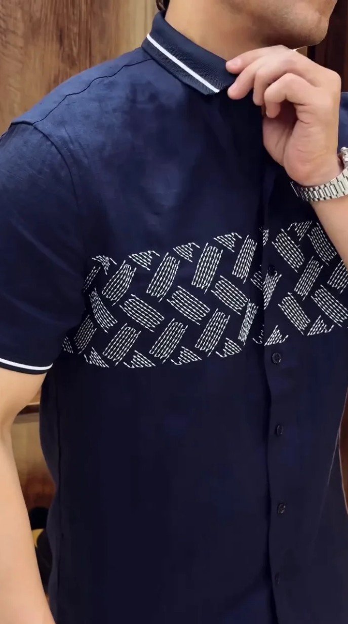Men Spread Collar Solid Linen Slim Fit Casual Shirt - Image 5