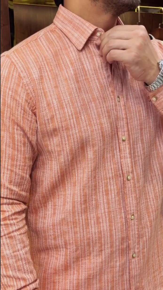 Men Spread Collar Vertical Striped Casual Shirt - Image 6