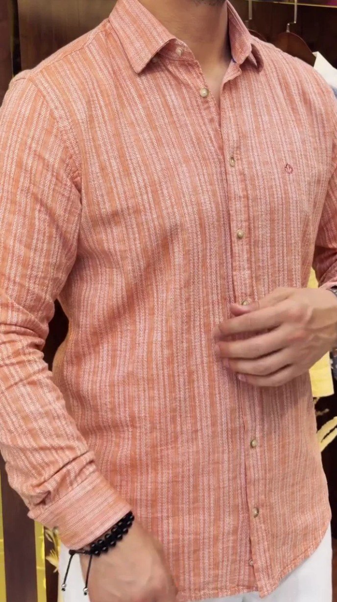 Men Spread Collar Vertical Striped Casual Shirt - Image 7