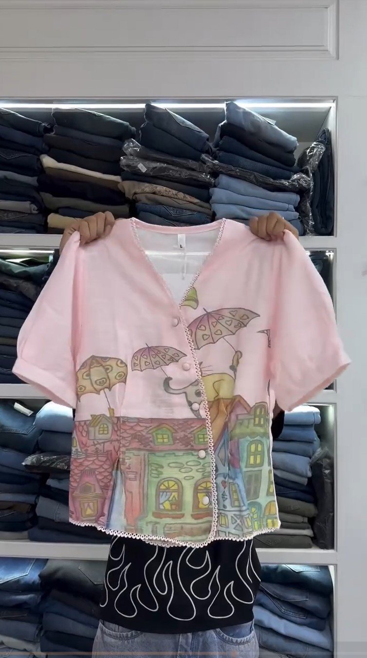 Floral Print Mandarin Collar Chiffon Shirt Style Top with Camisole - Image 3