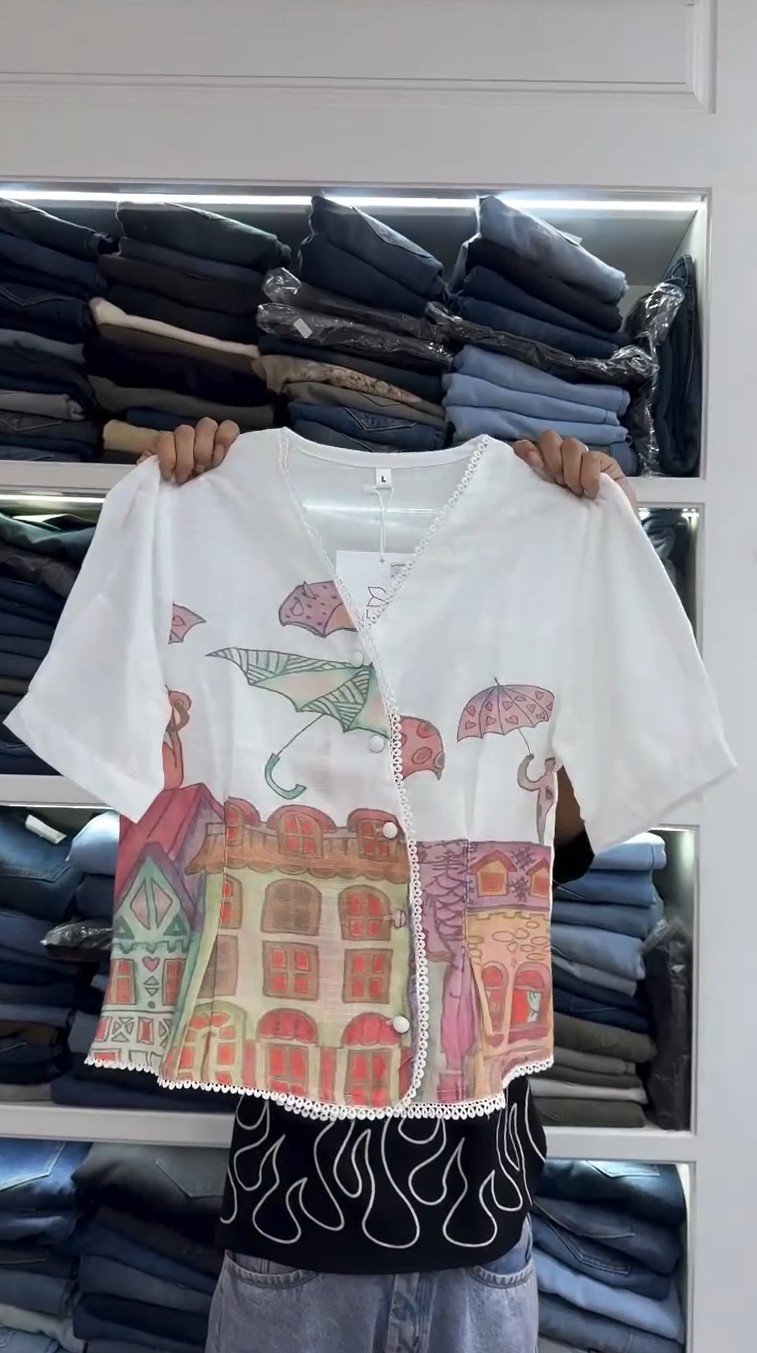 Floral Print Mandarin Collar Chiffon Shirt Style Top with Camisole