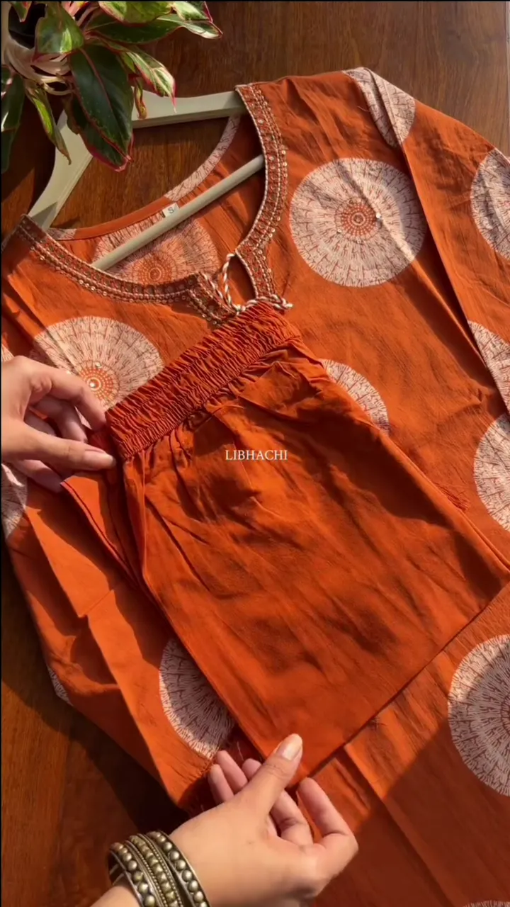 Premium Cotton Suit Set – Orange - Image 3