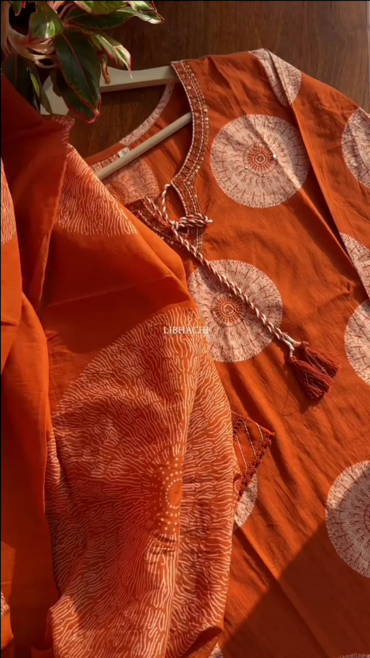 Premium Cotton Suit Set – Orange - Image 4