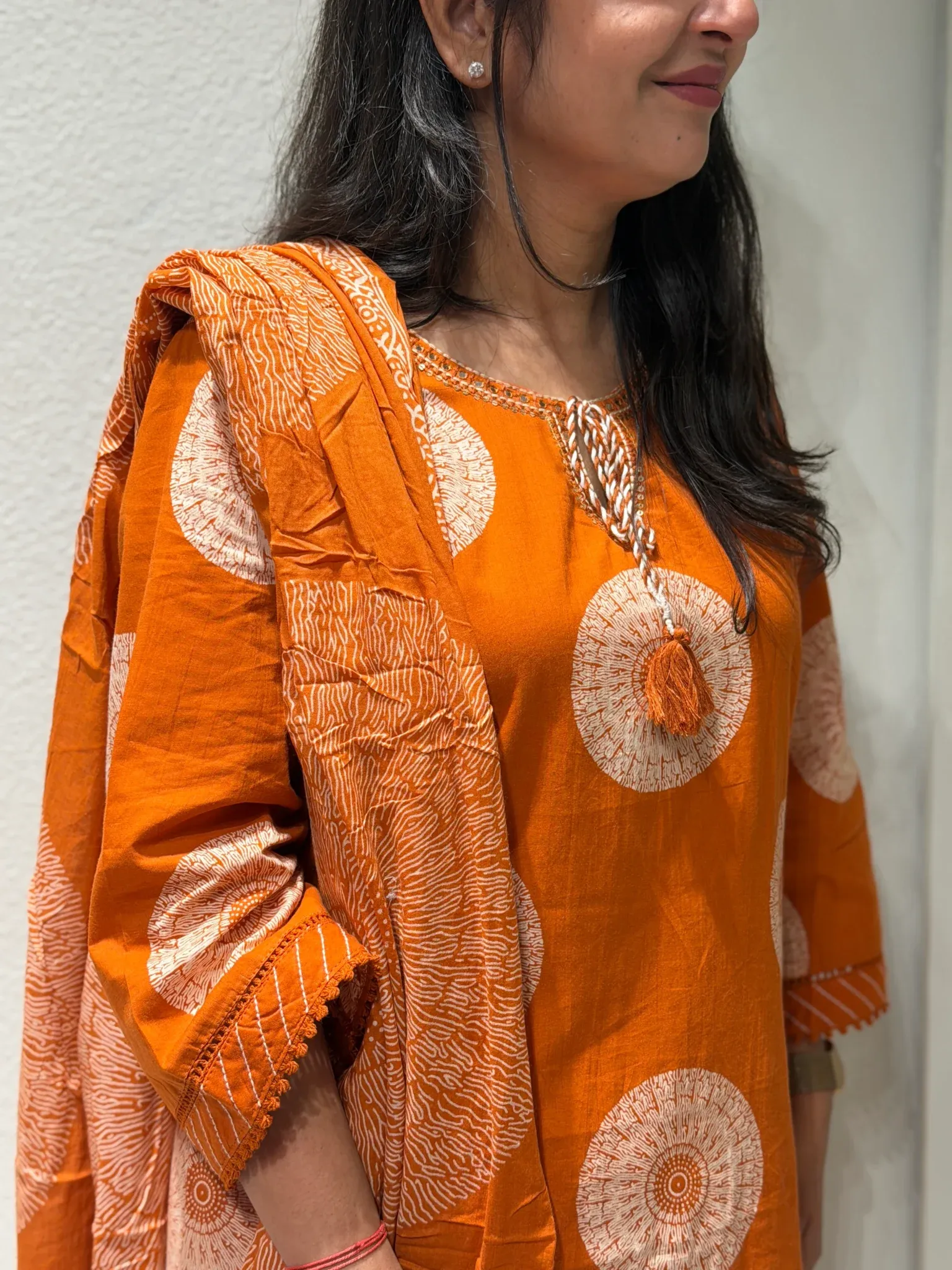 Premium Cotton Suit Set – Orange - Image 7