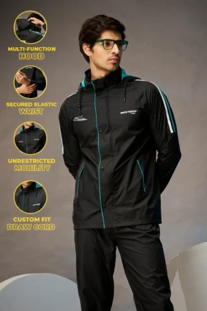 Midnight Black & Green Rainwear Set