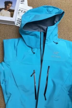 Sky Blue Waterproof Hooded Rain Jacket