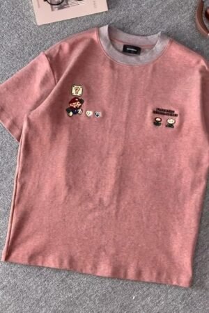 Mens pink Casual Crew-Neck T-shirt