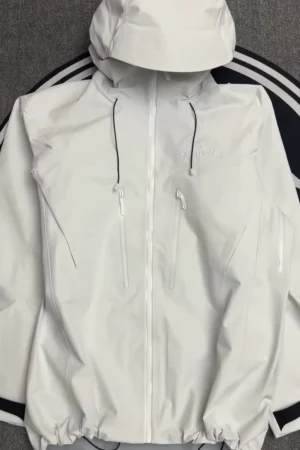 White Waterproof Hooded Rain Jacket