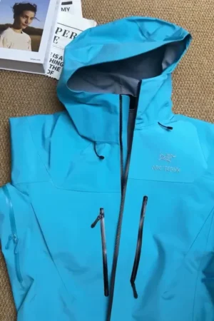 Sky Blue Waterproof Hooded Rain Jacket