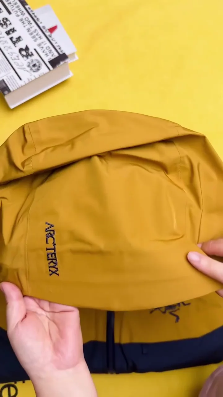 Mustard Yellow & Royal Blue Waterproof Hooded Rain Jacket - Image 2