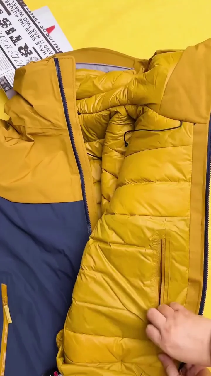 Mustard Yellow & Royal Blue Waterproof Hooded Rain Jacket - Image 3