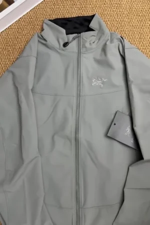 Grey Softshell Hooded Outdoor Jacket