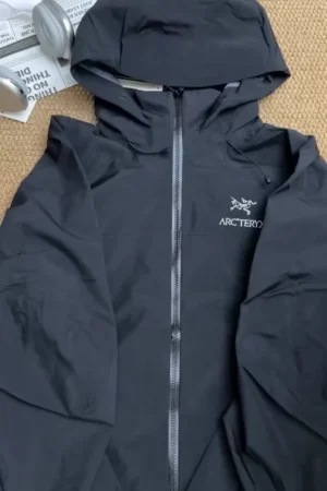Matte Black Waterproof Hooded Performance Shell Jacket